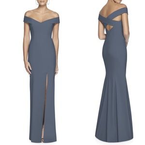 DESSY COLLECTION Off the Shoulder Crossback Gown